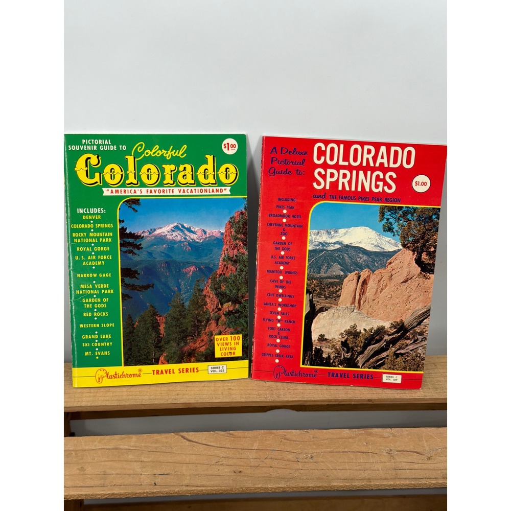 Vintage Plastichrome Colorado & Colorado Springs Pictorial Souvenir‎ Guide Set